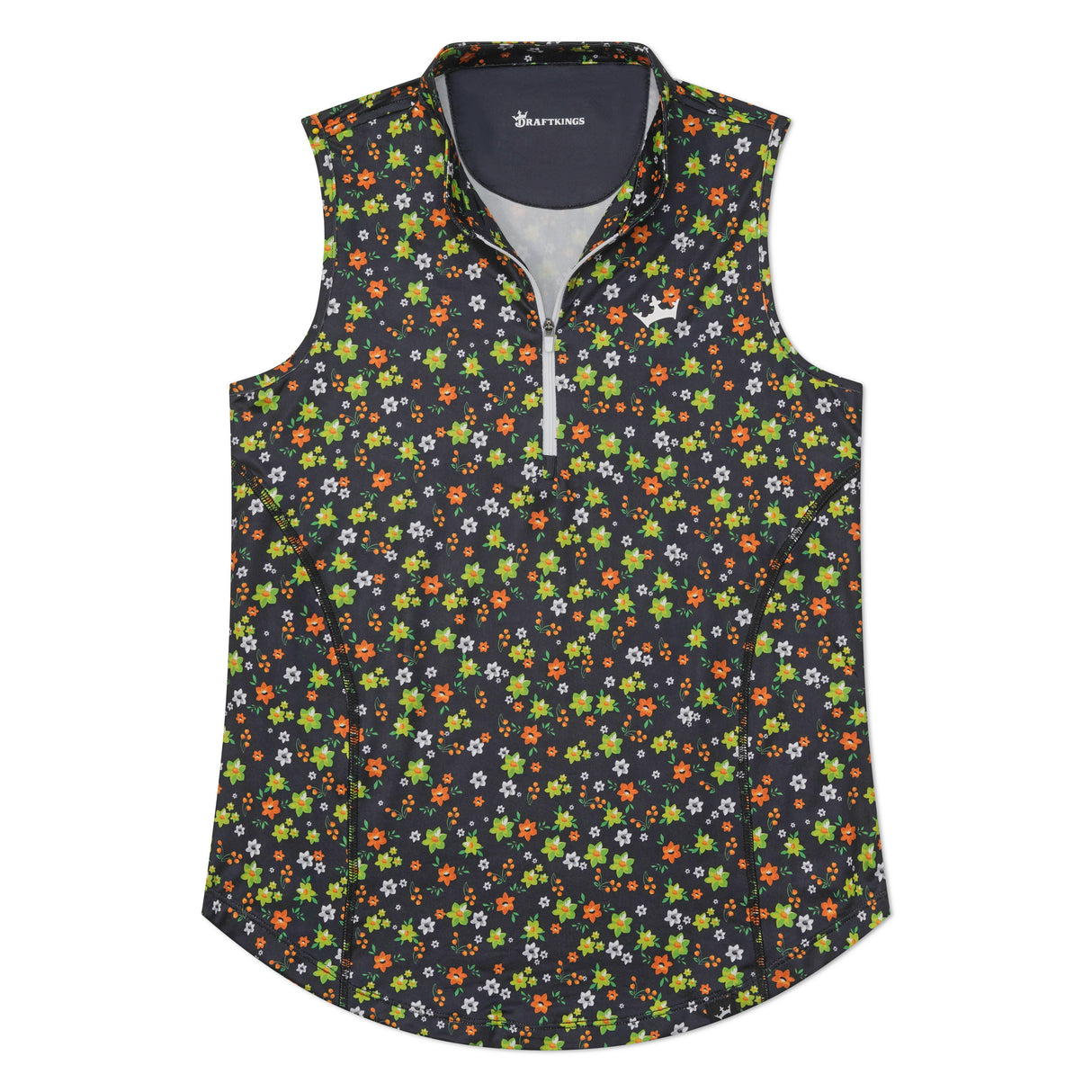 DraftKings Women's Floral Sleeveless Zip Golf Polo