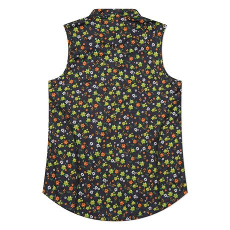 DraftKings Women's Floral Sleeveless Zip Golf Polo