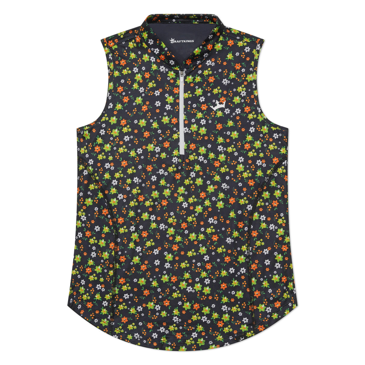 DraftKings Women's Floral Sleeveless Zip Golf Polo