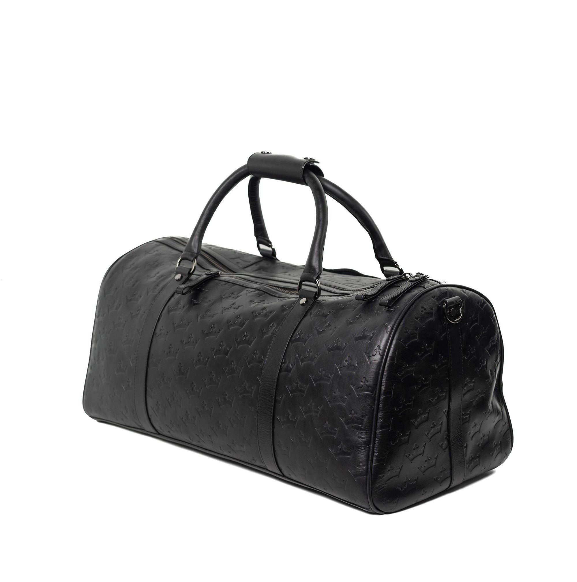 White leather duffle bag top